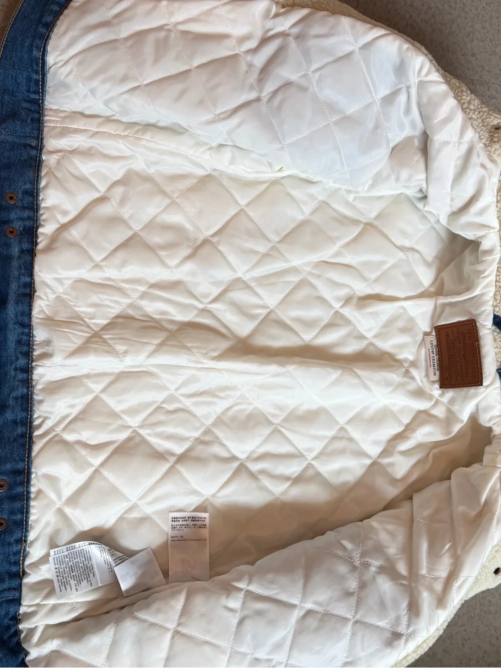 Levi's Woman’s Sherpa Denim-Trim Jacket in Cream